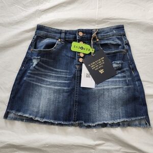 Indigo Rein Women's Distressed Denim Mini Skirt - Blue